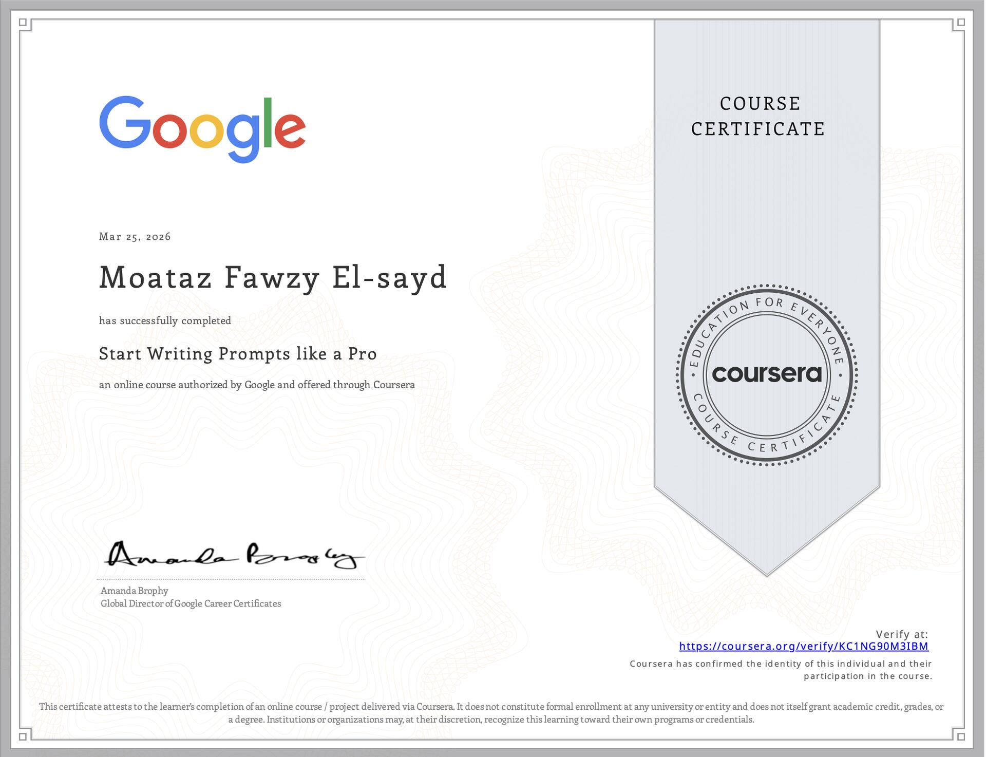 Google Prompt Engineering Certificate
