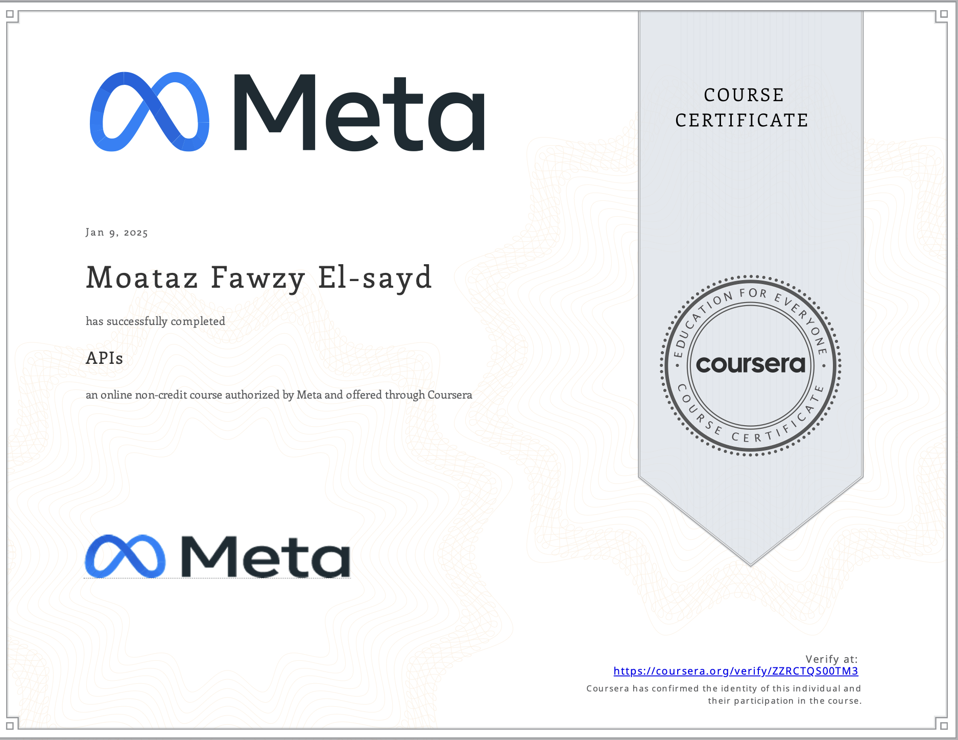 Meta APIs Certificate
